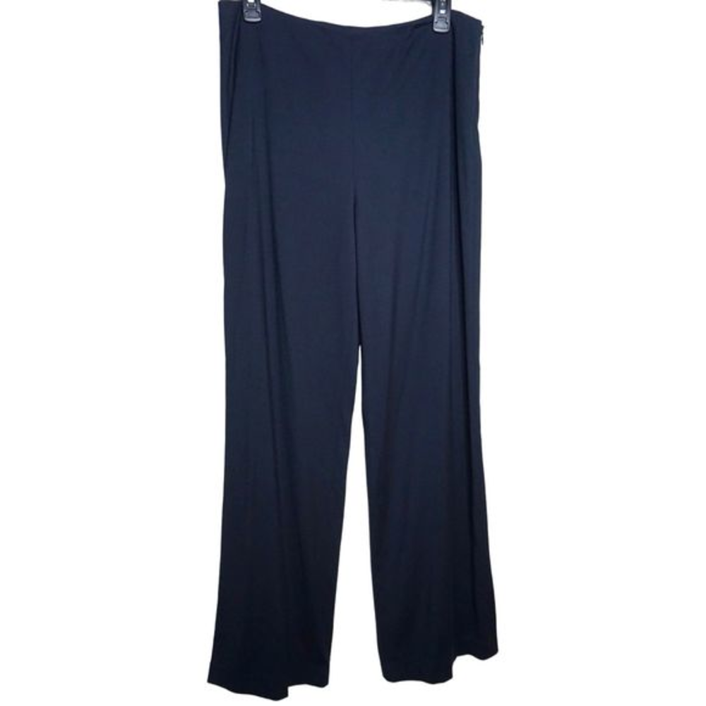 Vince‎ Wide Leg Viscose Modal Blend Dress Pant Navy Size 8 Side Zip Women's